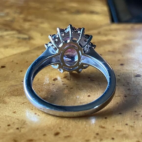 Natural Moroccan Amethyst Champagne Zircon Sterling Silver Ring Size 5 - Picture 4 of 8